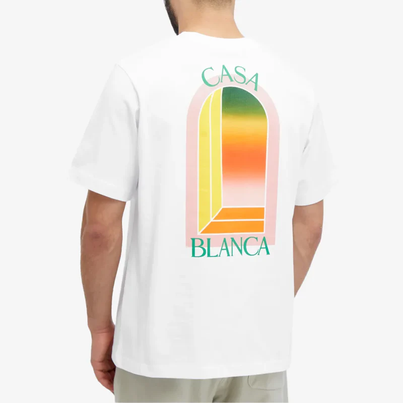 Casablanca Arch Gradient T Shirt White/Pink