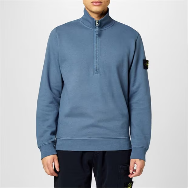 Stone Island Half Zip Jumper Mid Blue