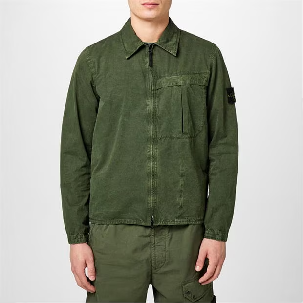 Stone Island Washed Cotton Overshirt Muschio