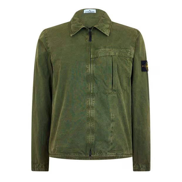 Stone Island Washed Cotton Overshirt Muschio