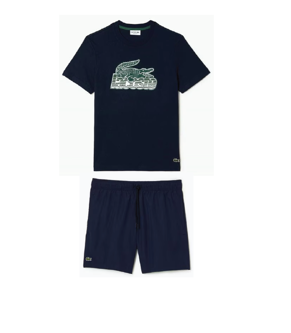 Lacoste Logo Print Swim Shorts Set Navy