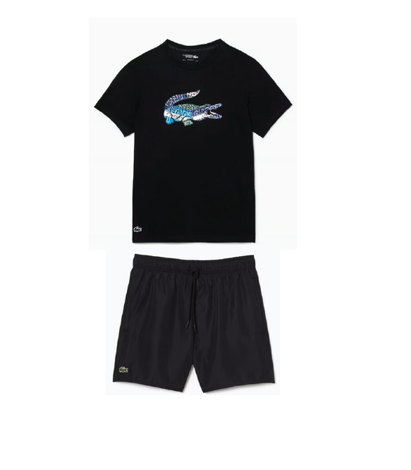 Lacoste Croc Print Shorts Set Black