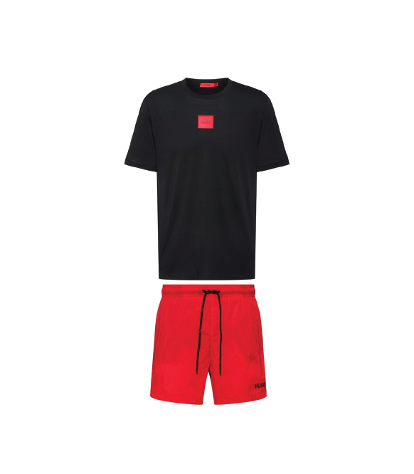 Hugo Boss Logo Shorts Set Bllack/Red