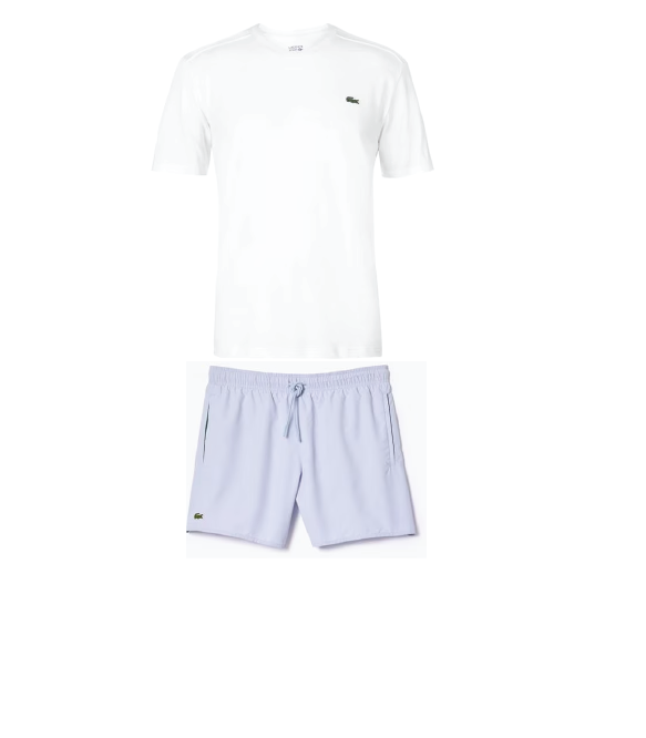 Lacoste Croc Print Swim Shorts Set White/Lilac