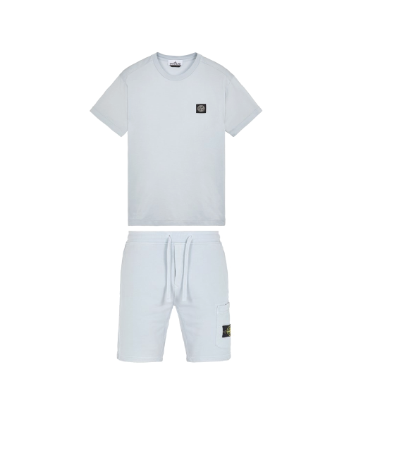 Stone Island Patch Shorts Set Sky