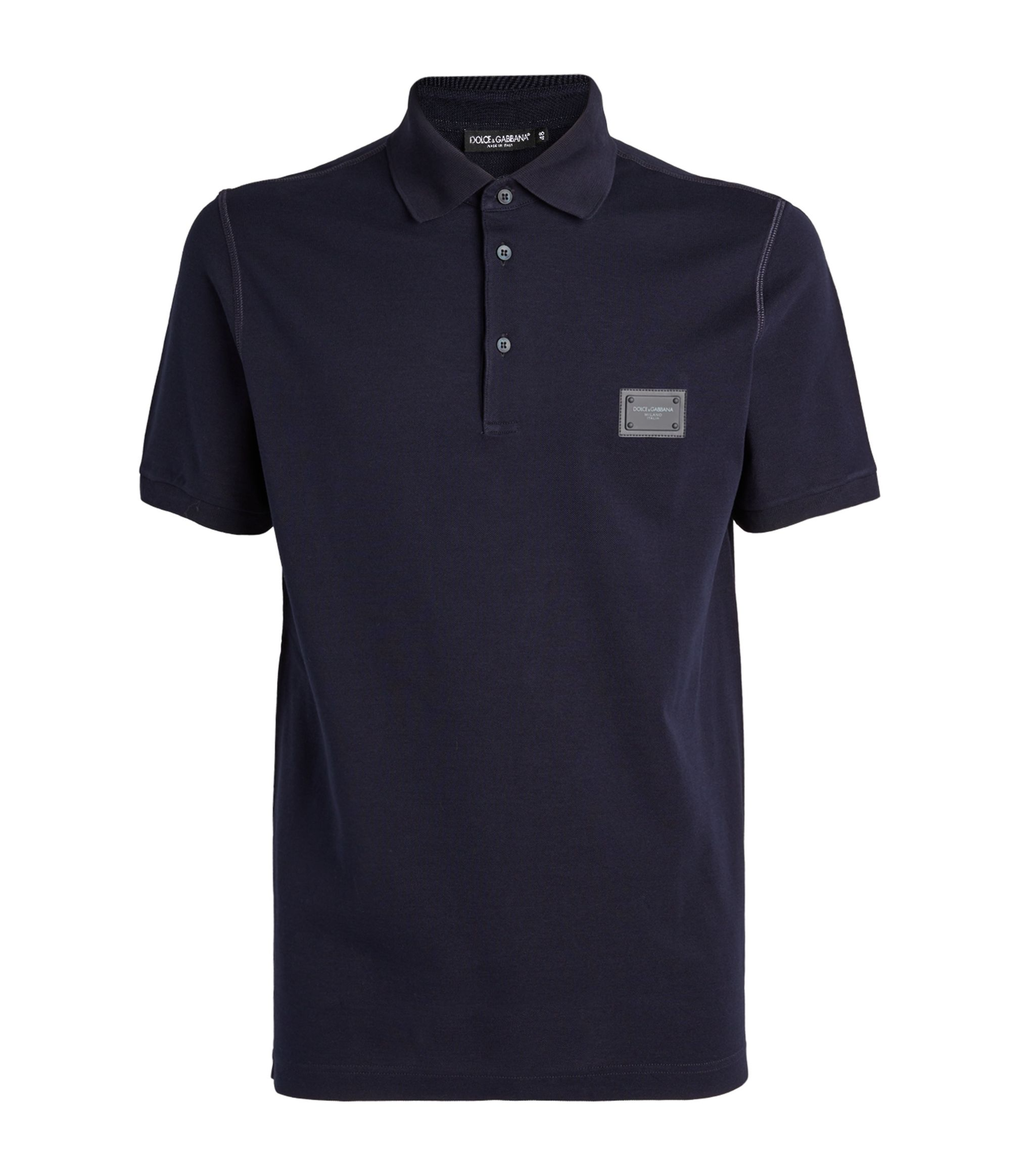 Dolce & Gabbana Plaque Polo T Shirt Navy