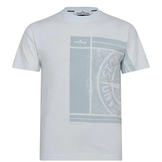 Stone Island Front Print T Shirt Off Blue